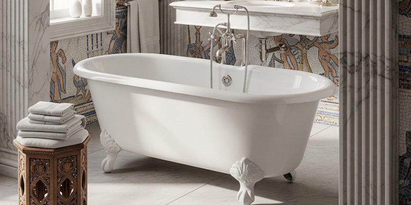 Close-up of porcelain enameled steel bath material